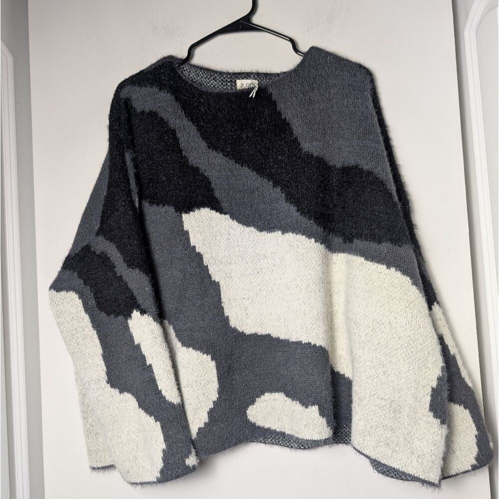 Anthropologie Monochrome Abstract Poncho